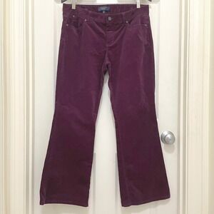 Talbots Signature Boot Corduroy Pants Plum Burgundy Bootcut 12P Petite Fall